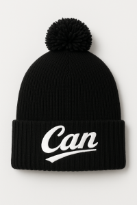 CAN Black and White Bubble Beanie