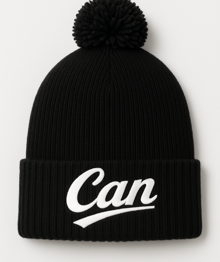 CAN Black and White Bubble Beanie