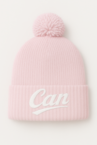 CAN Baby Pink and White Bubble Beanie