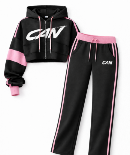 CAN Black & Pink Tracksuit Set