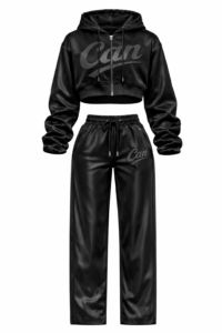 CAN Black & Charcoal Crop Tracksuit Uncuffed