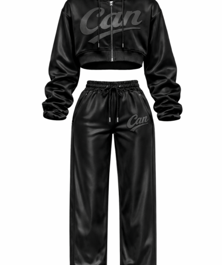 CAN Black & Charcoal Crop Tracksuit Uncuffed